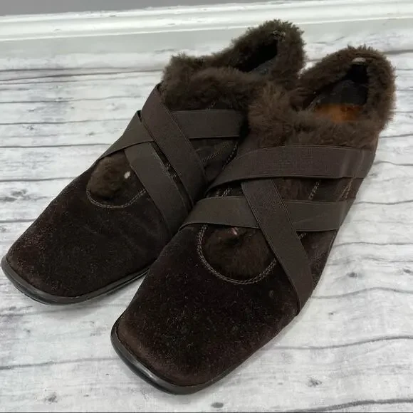STUART WEITZMAN Suede Faux Fur Sneaker Shoes Womens Size 9.5 Brown Winter Spain - Picture 4 of 10